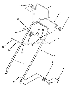 Handle Assembly Diagram and Parts List for 10761B (4900001-4999999)(1994) Lawn Boy Lawn Mower